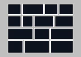 Photo frame template with collage grid effect vector