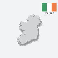 3D map of Ireland with separated sections on a white background vector
