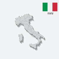 3D map of Italy with separated sections on a white background vector