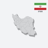 3D map of Iran with separated sections on a white background vector
