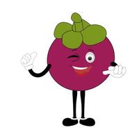 Mangosteen Character with happy Look vector