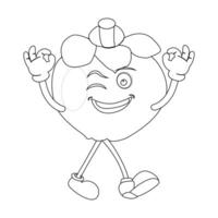 Mangosteen Fruit Character in Happy Pose vector
