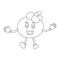 Outlined Mangosteen Character for Coloring vector