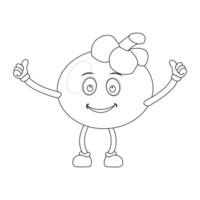 Outlined Mangosteen Character with Shoes vector