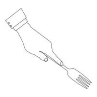 Linear Hand and Cutlery Design for Dining Concepts vector