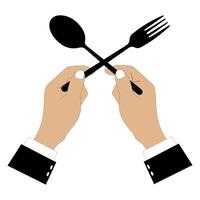 Minimalist Hand with Fork, Knife, and Spoon Design vector