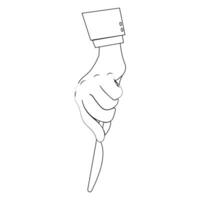 Sleek Outline of Hand Holding Dining Utensils icon design vector