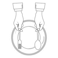 Outline Drawing of Formal Dining Set with Plate and Utensils vector