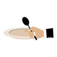 Formal Dining Table Setting with Hands and Cutlery vector