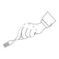 Simple Outline of Hand Gripping Spoon, Fork, and Knife vector
