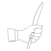 Minimal Line Art of Hand with Spoon, Fork, and Knife vector