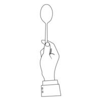 Elegant Outline of Hand with Eating Utensils vector
