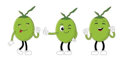 Coconut Cartoon Character Collection for Branding and Design vector