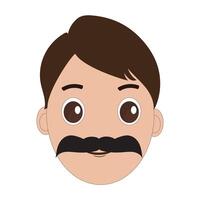 Friendly Expression Cartoon Face with Mustache vector