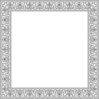 square black contour border, frame, Pompeii. Rectangle Neopolitan ornament. Art of Ancient Rome. Template for stained glass vector