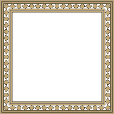 square gold and black ancient Russian ornament. Slavic rectangle, border, frame. Painting of the royal chambers.