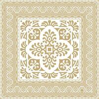 square gold border, frame, Pompeii. Rectangle Neopolitan ornament. Art of Ancient Rome. Template for stained glass vector