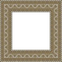 square gold with black border, frame, Pompeii. Rectangle Neopolitan ornament. Art of Ancient Rome. Template for stained glass vector