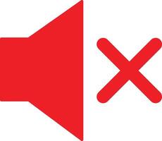 Red mute icon . Volume mute icon . No sound icon . Speaker off icon vector