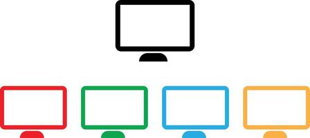 Colorful monitor icon set in different colors . Computer icon . LCD icon vector