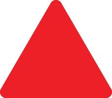 Red triangle icon with rounded corners isolated on white background . Triangle icon vector