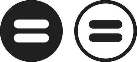 Equal icon set in two styles isolated on white background . Math equal icon vector