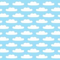 Cloud Seamless Pattern With Pastel Blue Background Flat Illustration vector