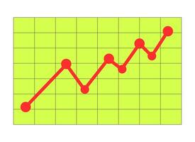 Rising up data points line chart against grid pattern 2D cartoon object. Increase profits sales. Economy statistics isolated element flat clipart on white background. Spot illustration vector