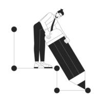 Make your own way black and white 2D illustration concept. Successful business owner planning success outline character isolated. Startup entrepreneur. Create path metaphor monochrome art vector