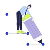Make your own way 2D illustration concept. Successful business owner planning success cartoon character isolated on white. Startup entrepreneur. Create path metaphor abstract flat graphic vector