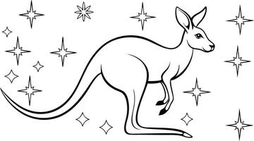 kangaroo setting line art in white background vector