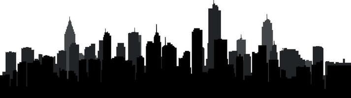 black and white city silhouette without background vector