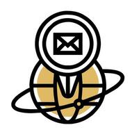Email icon with globe and mail icon vector