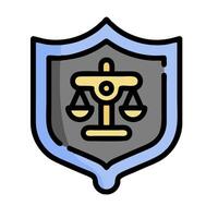 A shield with scales of justice and scales of justice icon vector
