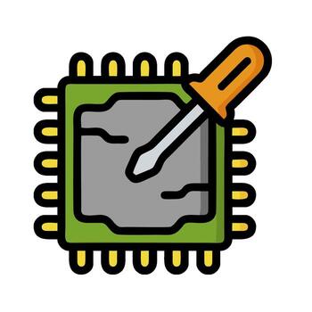 un computadora procesador con un tornillo y un martillo vector