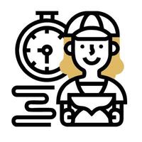 A woman with a hat and a clock icon vector