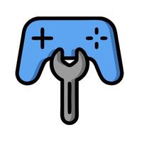A blue game controller with a wrench on it vector