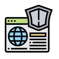 A globe and shield icon on a computer screen vector