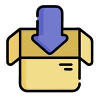 A box with an arrow pointing out of it vector