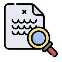 A magnifying glass and a document with a wave vector
