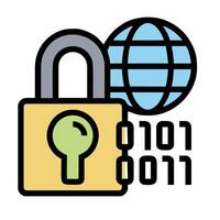 A padlock with a globe and a key vector