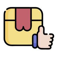 A hand holding a box with a thumb up vector
