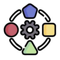 A circle with four different shapes inside it vector