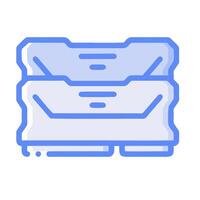 A blue icon of two boxes stacked on top of each other vector