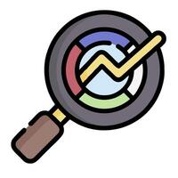 A magnifying glass with a graph on it vector