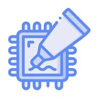 A computer chip with a pen on it vector