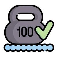A kettlebell with a tick mark on it vector