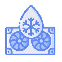 A blue icon of a fan and a snowflake vector
