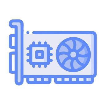 un computadora gráficos icono con un ventilador y un procesador vector