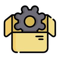 A yellow box with a gear inside it vector